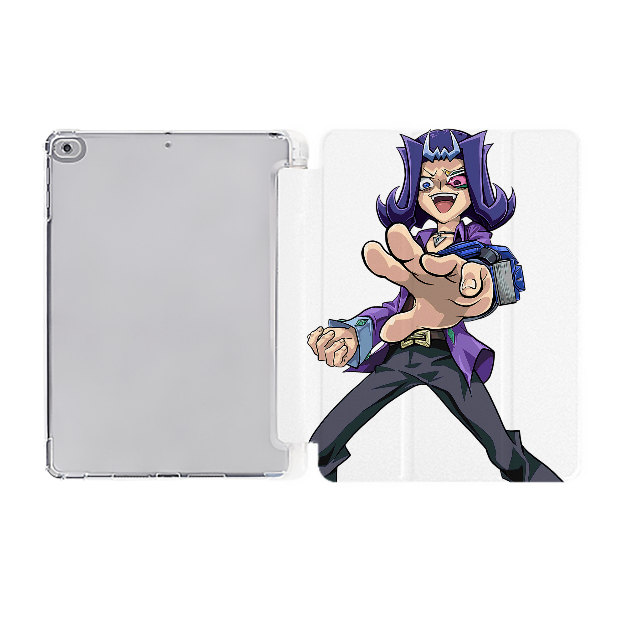 （画像用） 遊☆戯☆王 Yu-Gi-Oh! IPad ケース ペン収納付き 三つ折りスタンド PUレザー×シリコン 対応機種9.5/10.5/10.9インチ